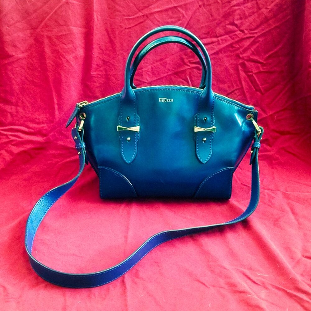 Cobalt Blue Leather Alexander McQueen Legend Satchel Bag